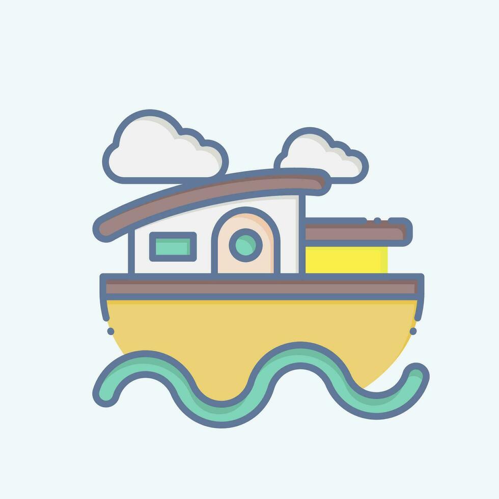 Icon House Boat. related to Accommodations symbol. doodle style. simple design editable. simple illustration vector