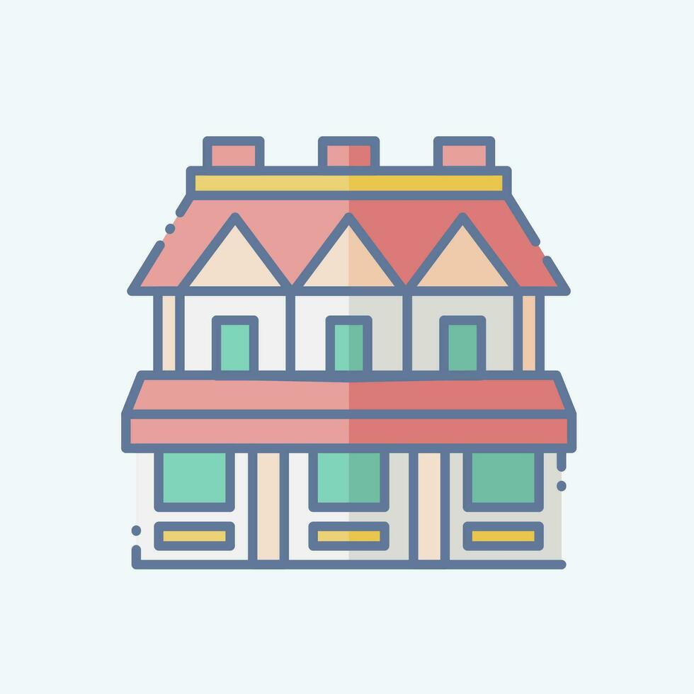 Icon Town House. related to Accommodations symbol. doodle style. simple design editable. simple illustration vector