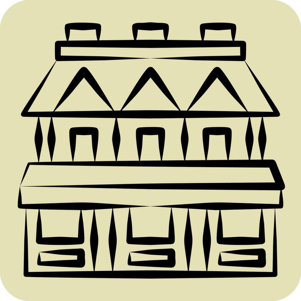 Icon Town House. related to Accommodations symbol. hand drawn style. simple design editable. simple illustration vector