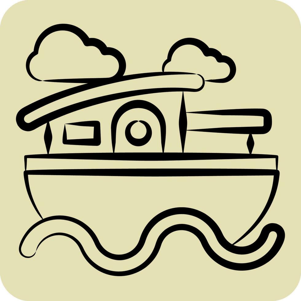 Icon House Boat. related to Accommodations symbol. hand drawn style. simple design editable. simple illustration vector