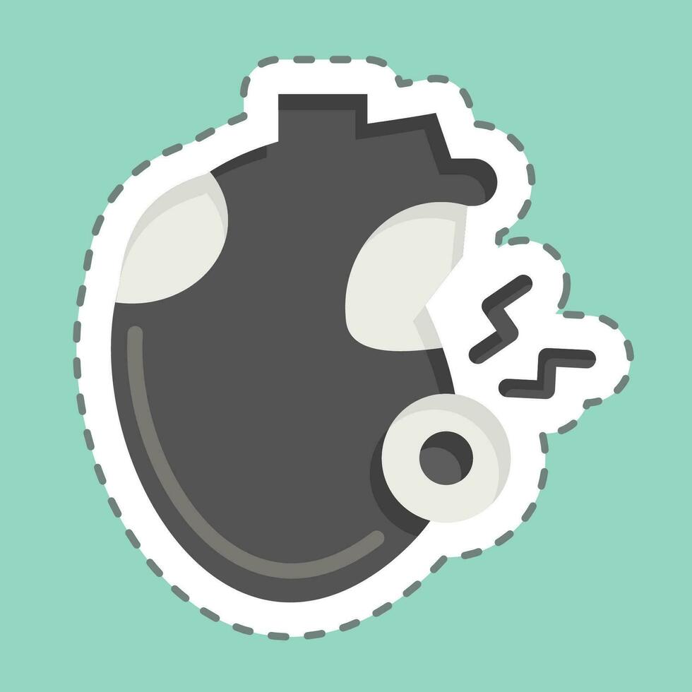 Sticker line cut Heartache. related to Body Ache symbol. simple design editable. simple illustration vector