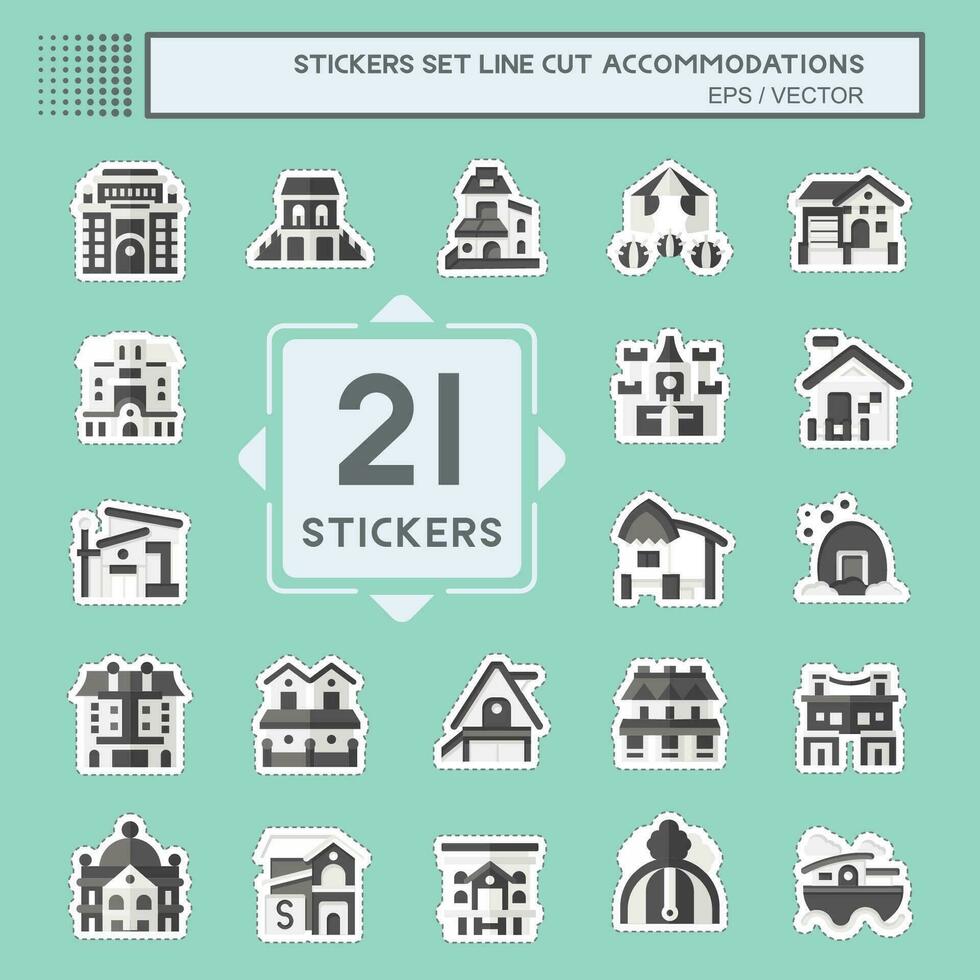 Sticker line cut Set Accommodations . related to Building symbol. simple design editable. simple illustration vector