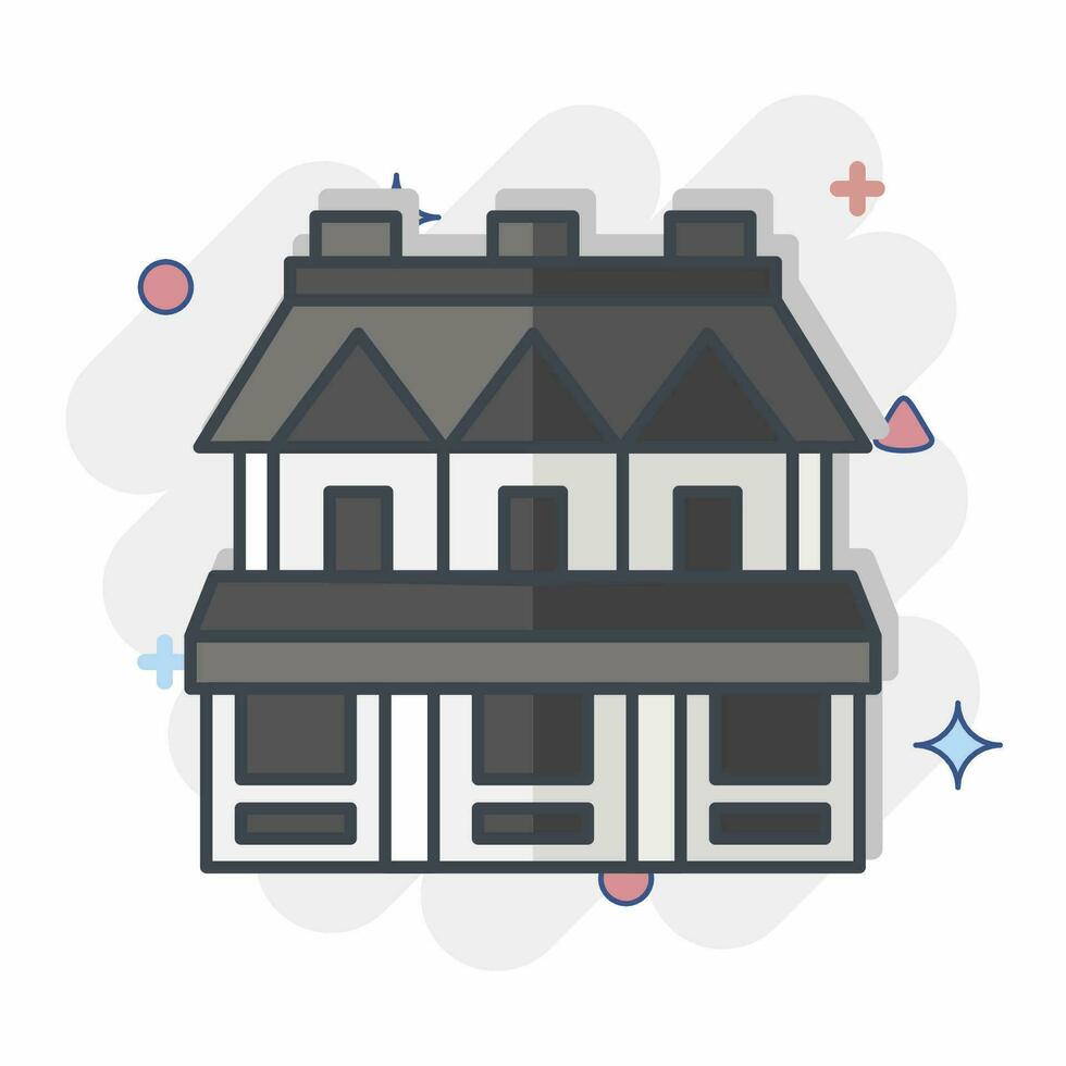 Icon Town House. related to Accommodations symbol. comic style. simple design editable. simple illustration vector