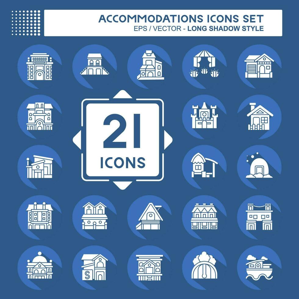 Set Accommodations . related to Building symbol. long shadow style. simple design editable. simple illustration vector