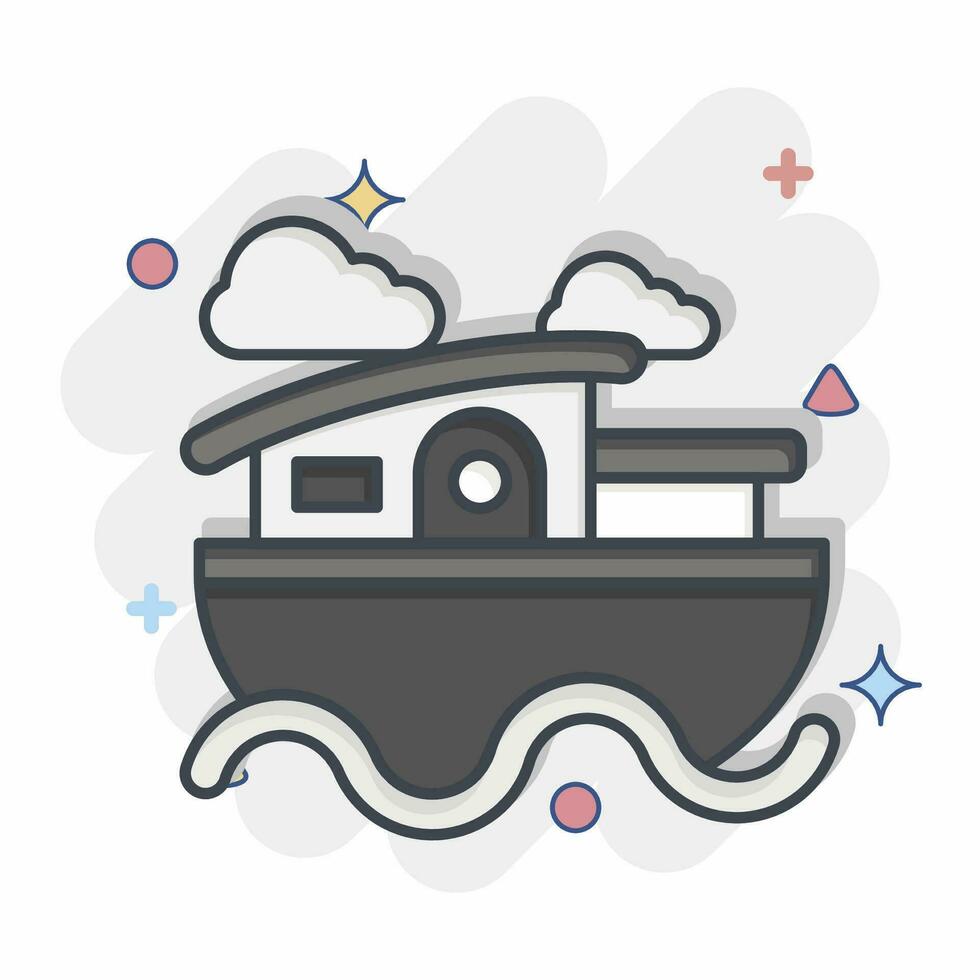 Icon House Boat. related to Accommodations symbol. comic style. simple design editable. simple illustration vector