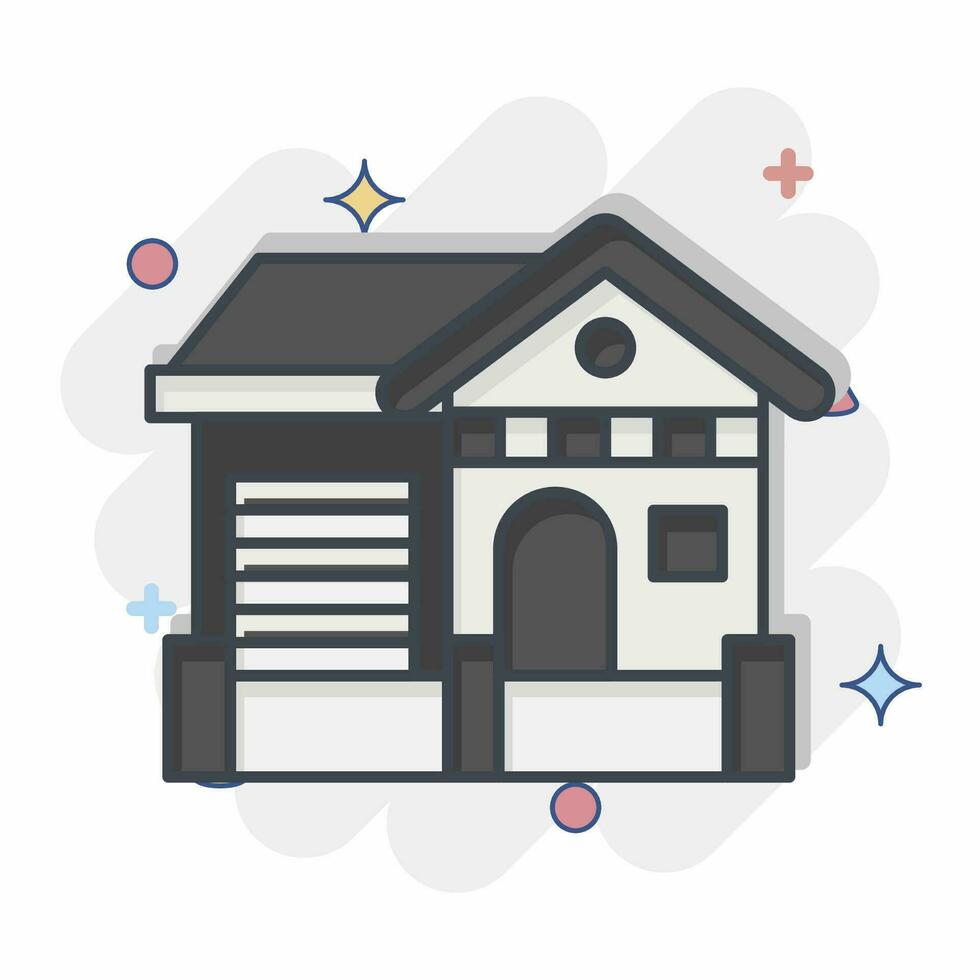 Icon Cottage. related to Accommodations symbol. comic style. simple design editable. simple illustration vector