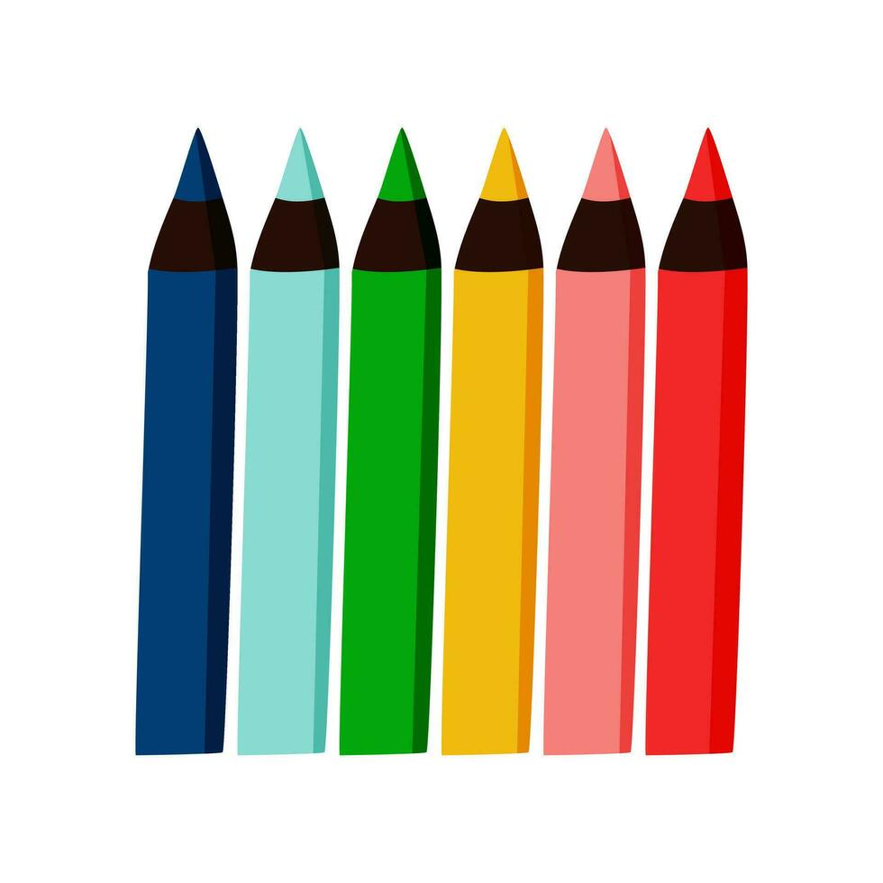 conjunto de de colores Lápices conjunto de lápices de color para ilustraciones, arte, estudiando. Listo para colegio cosa. vector