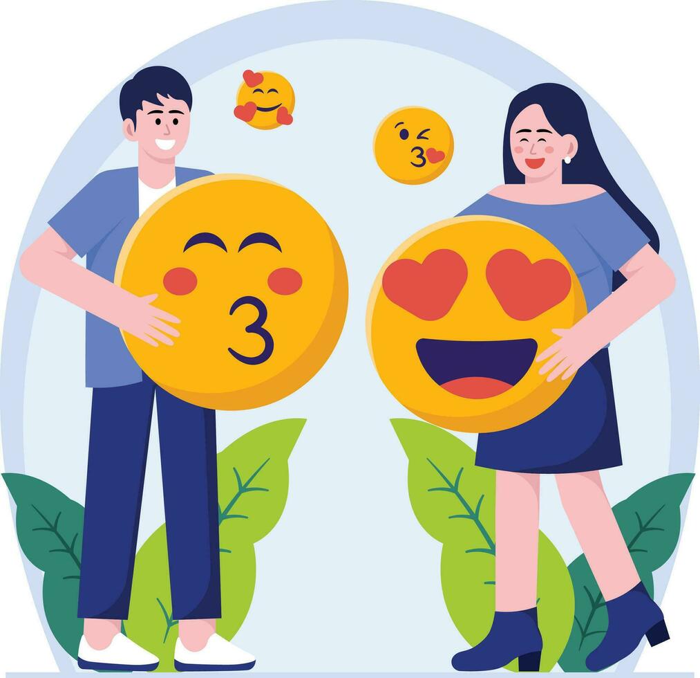 Couple Reaction Love Emoji Illustration vector