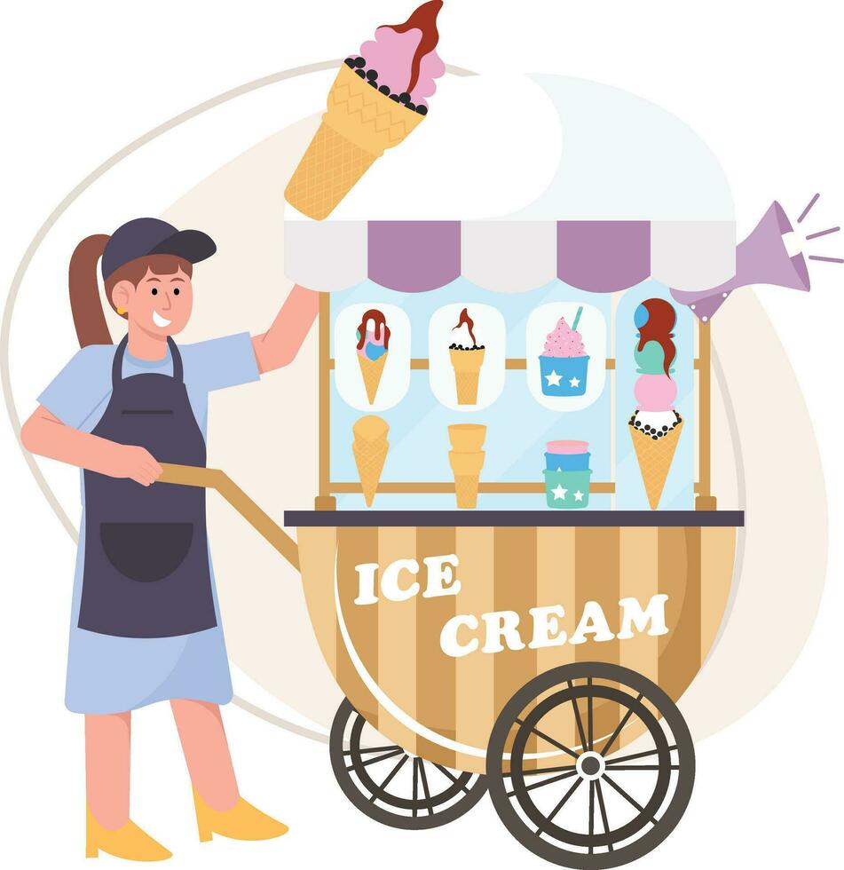 hielo crema vendedor ilustración vector