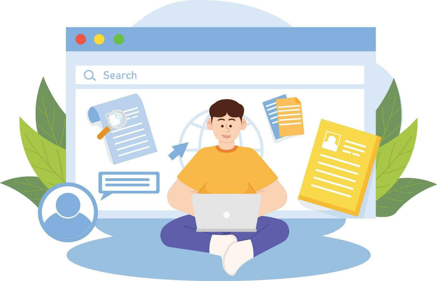 Finding Jobs Through Websites Illustration vector