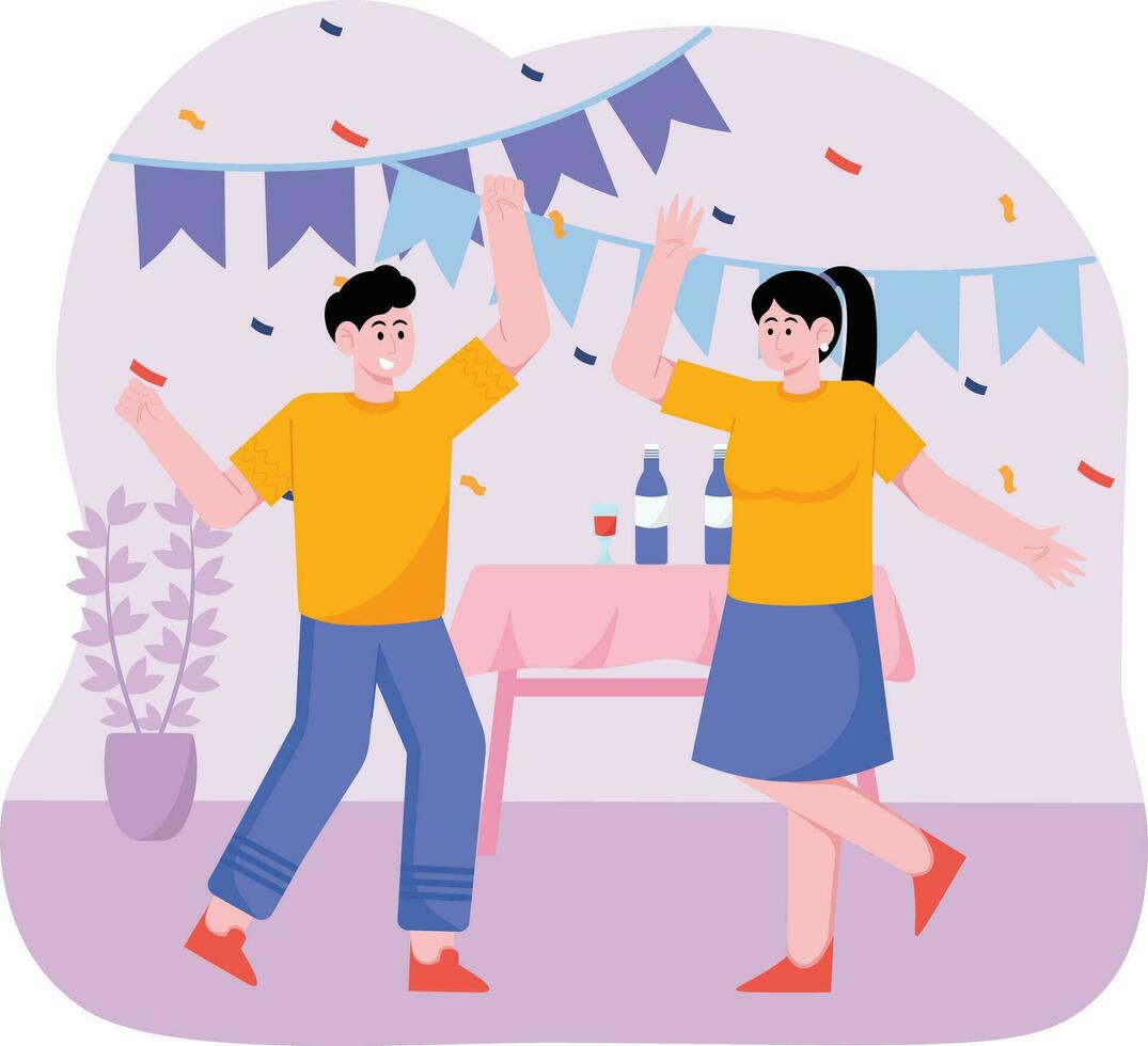 Couple Having A Party 1 Illustration vector