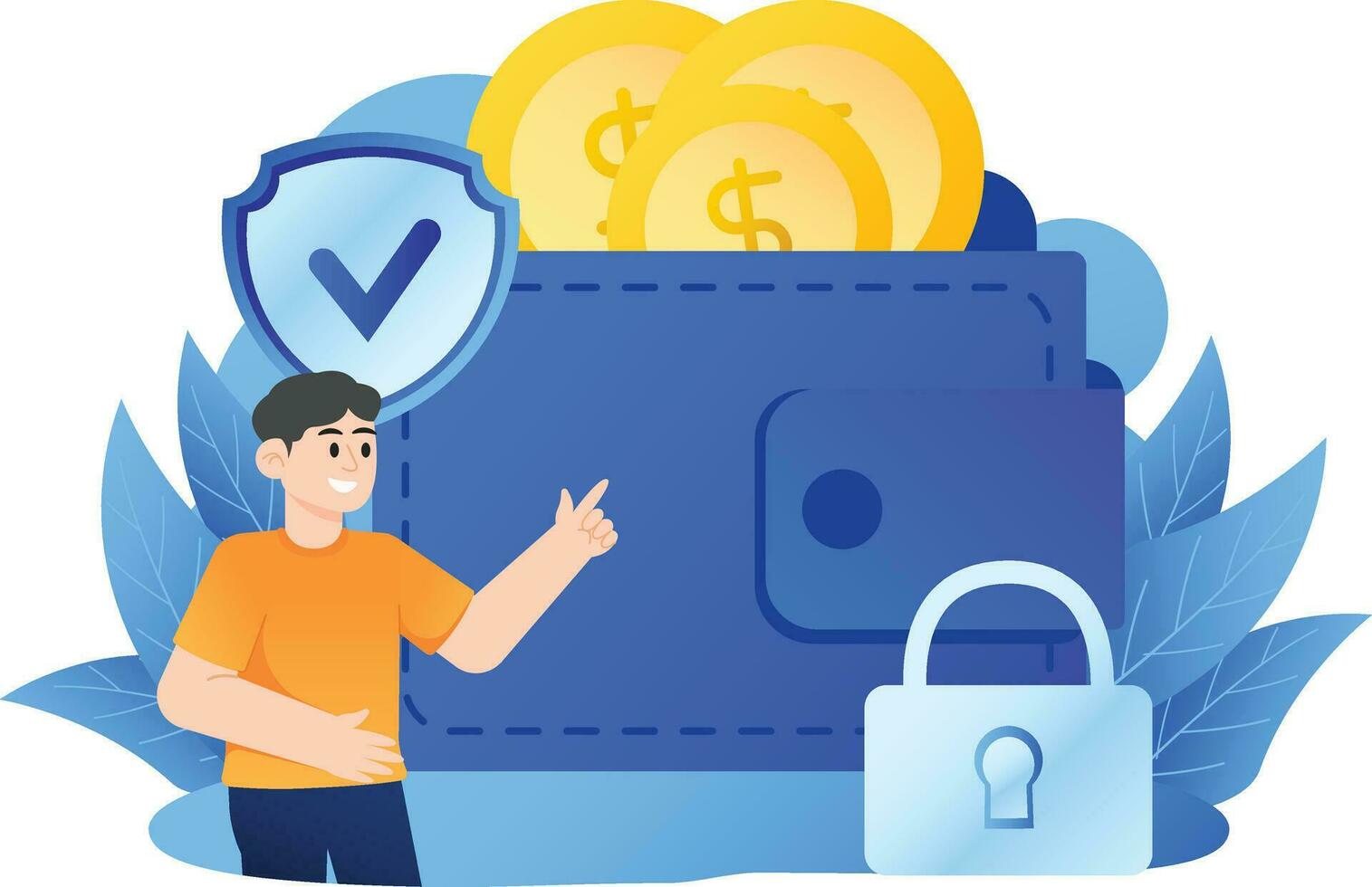 Online Wallet System Security Illustration vector
