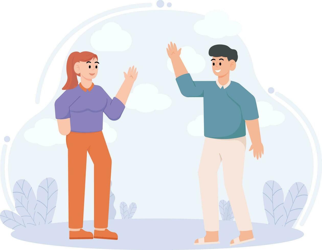 A Man Greetings A Woman with A Paralyzed Hand Illustration vector