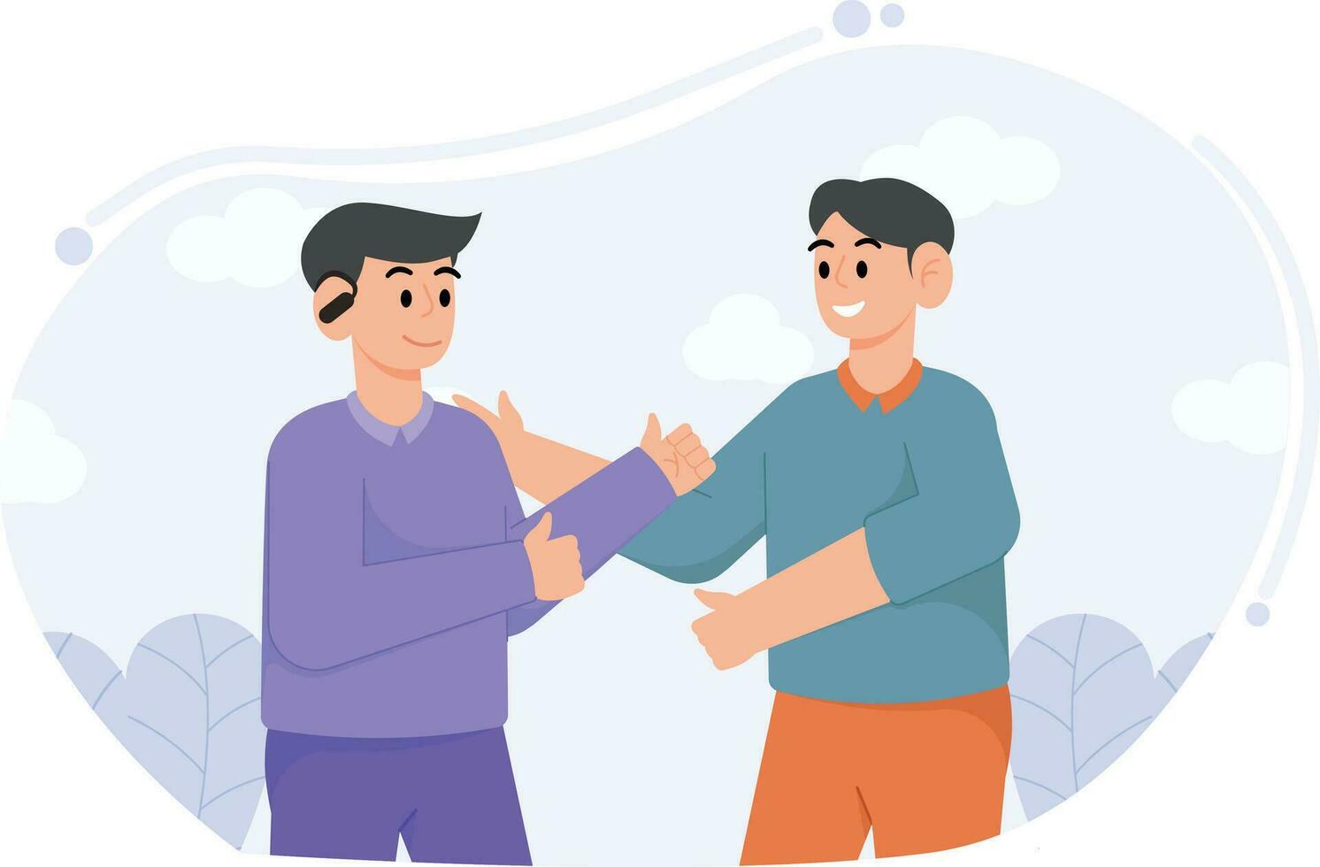 A Man Talking To A Man With A Hearing Disability Illustration vector