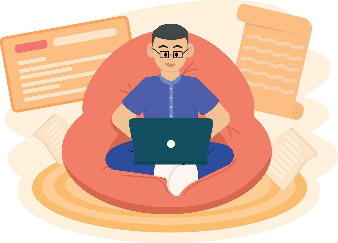 A Man Who Is Working While Relaxing Illustration vector