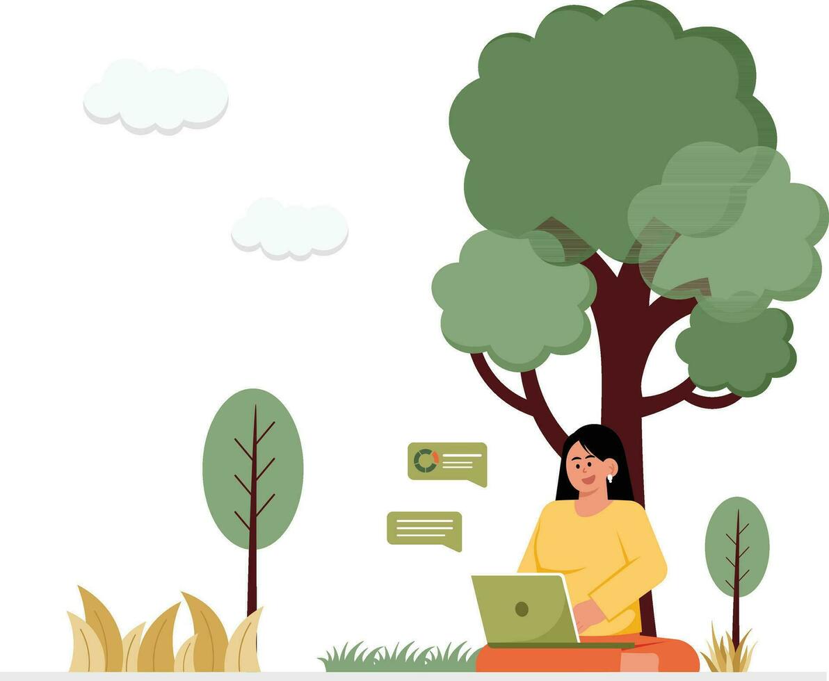 persona de libre dedicación mujer trabajando en jardín ilustración vector