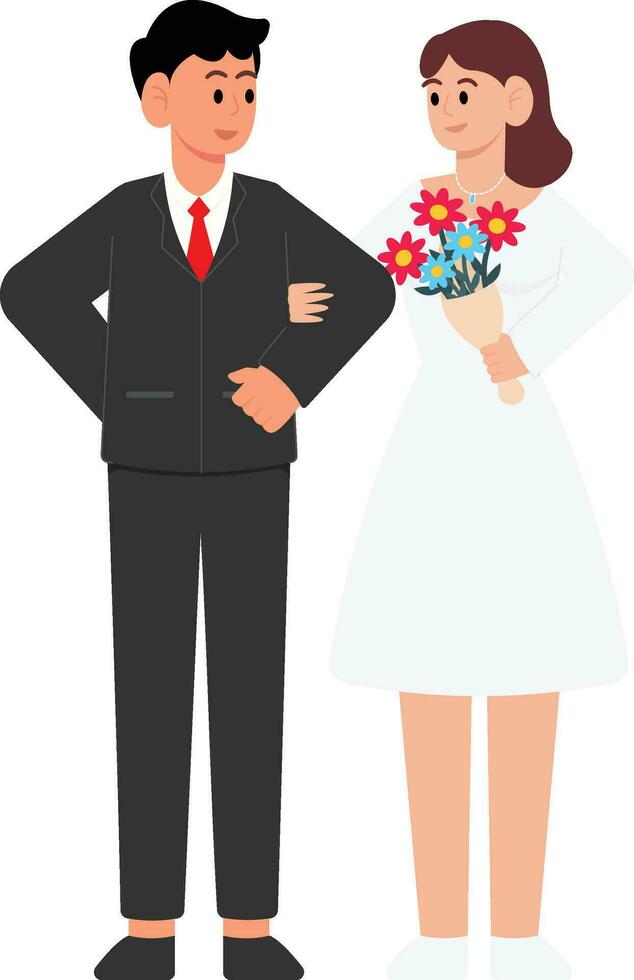 Wedding Poses Staring at Each Other Illustration vector