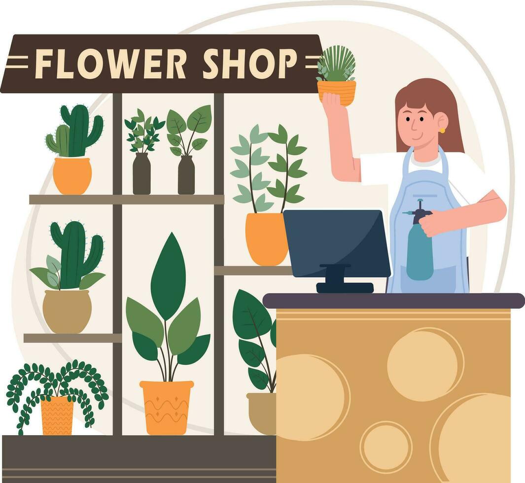 ilustración de la tienda de flores vector