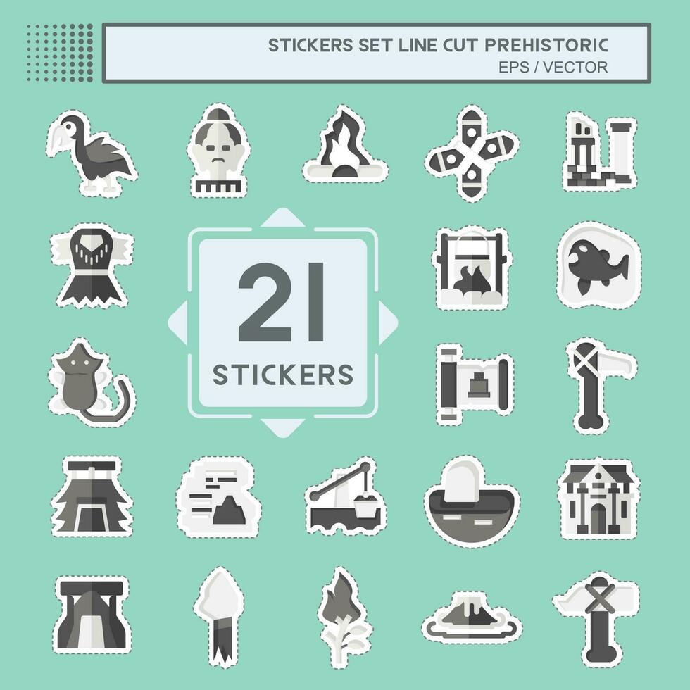 Sticker line cut Set Prehistoric. related to Education symbol. simple design editable. simple illustration vector