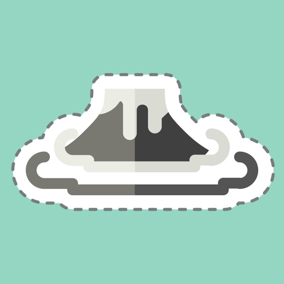 Sticker line cut Volcano. related to Prehistoric symbol. simple design editable. simple illustration vector