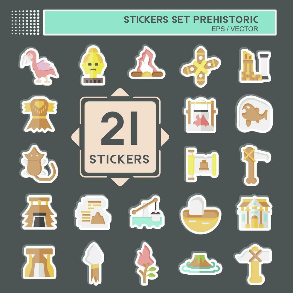 Sticker Set Prehistoric. related to Education symbol. simple design editable. simple illustration vector