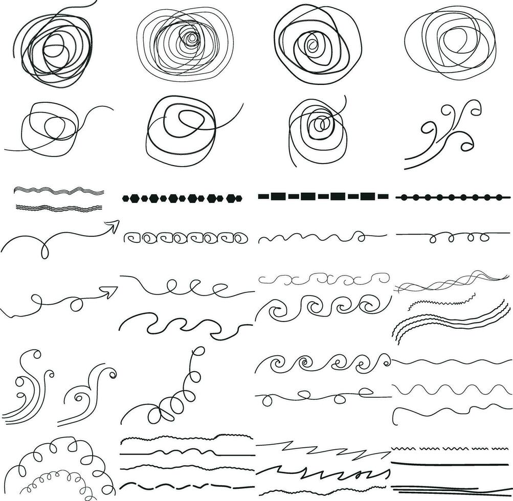 Hand Drawing Under lines scribble Design Elements set vector