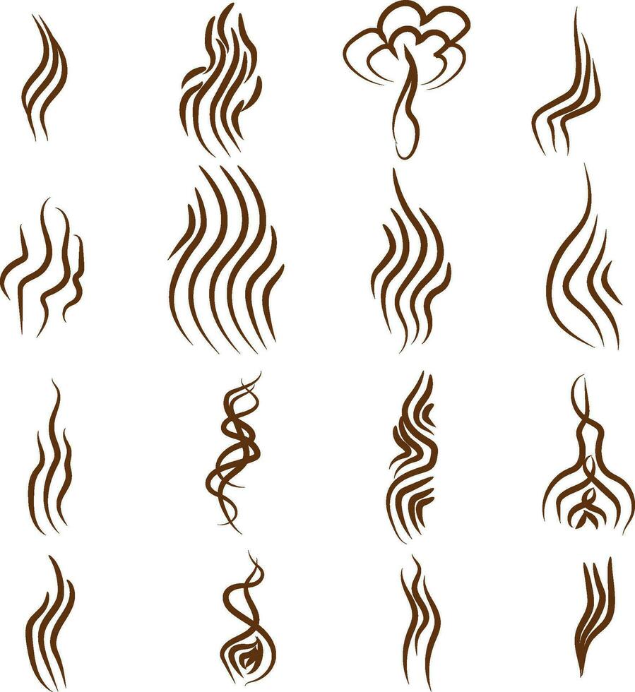 Smoke Aroma scent Icon Symbol Set vector