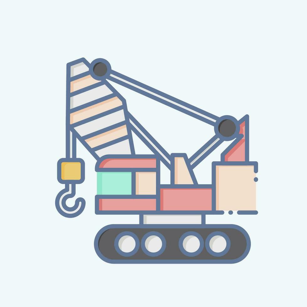 Icon Construction Crane. related to Construction Vehicles symbol. doodle style. simple design editable. simple illustration vector