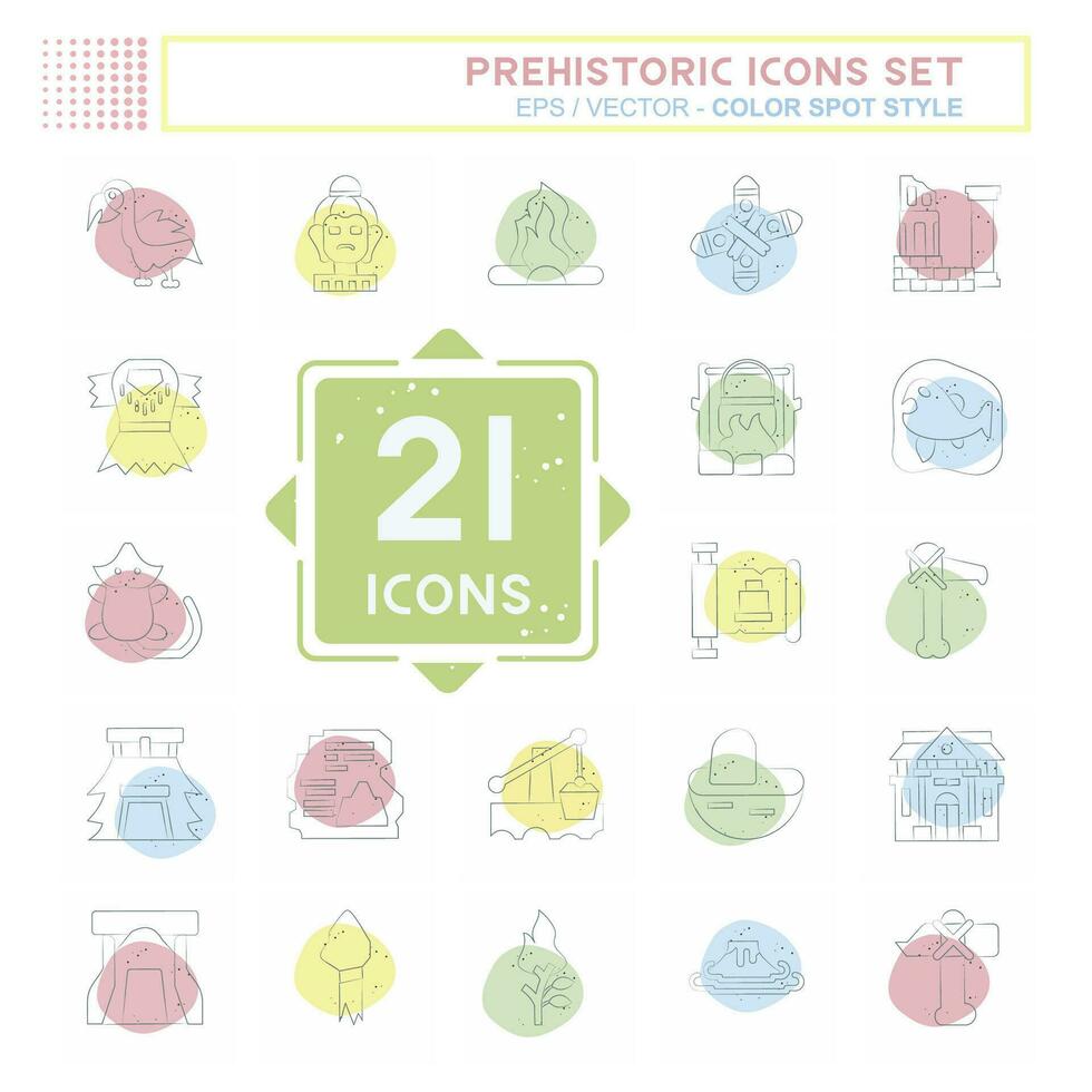 Icon Set Prehistoric. related to Education symbol. Color Spot Style. simple design editable. simple illustration vector