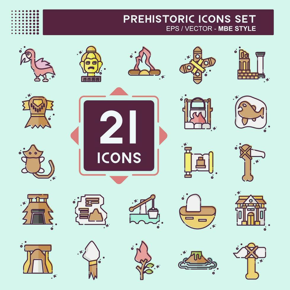 Icon Set Prehistoric. related to Education symbol. MBE style. simple design editable. simple illustration vector