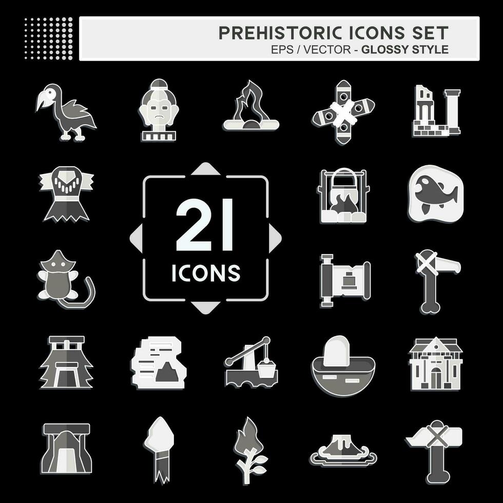 Icon Set Prehistoric. related to Education symbol. glossy style. simple design editable. simple illustration vector