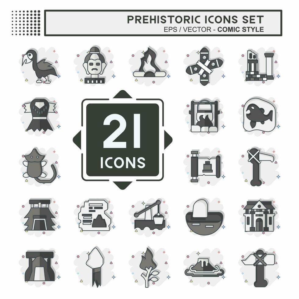 Icon Set Prehistoric. related to Education symbol. comic style. simple design editable. simple illustration vector