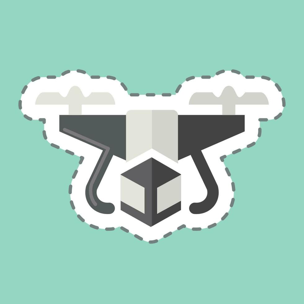 Sticker line cut Delivery Drone. related to Drone symbol. simple design editable. simple illustration vector