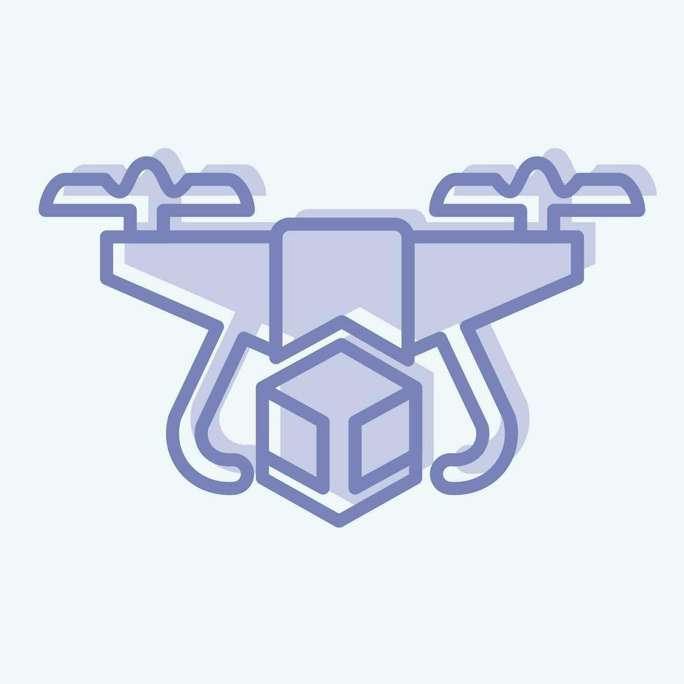Icon Delivery Drone. related to Drone symbol. two tone style. simple design editable. simple illustration vector