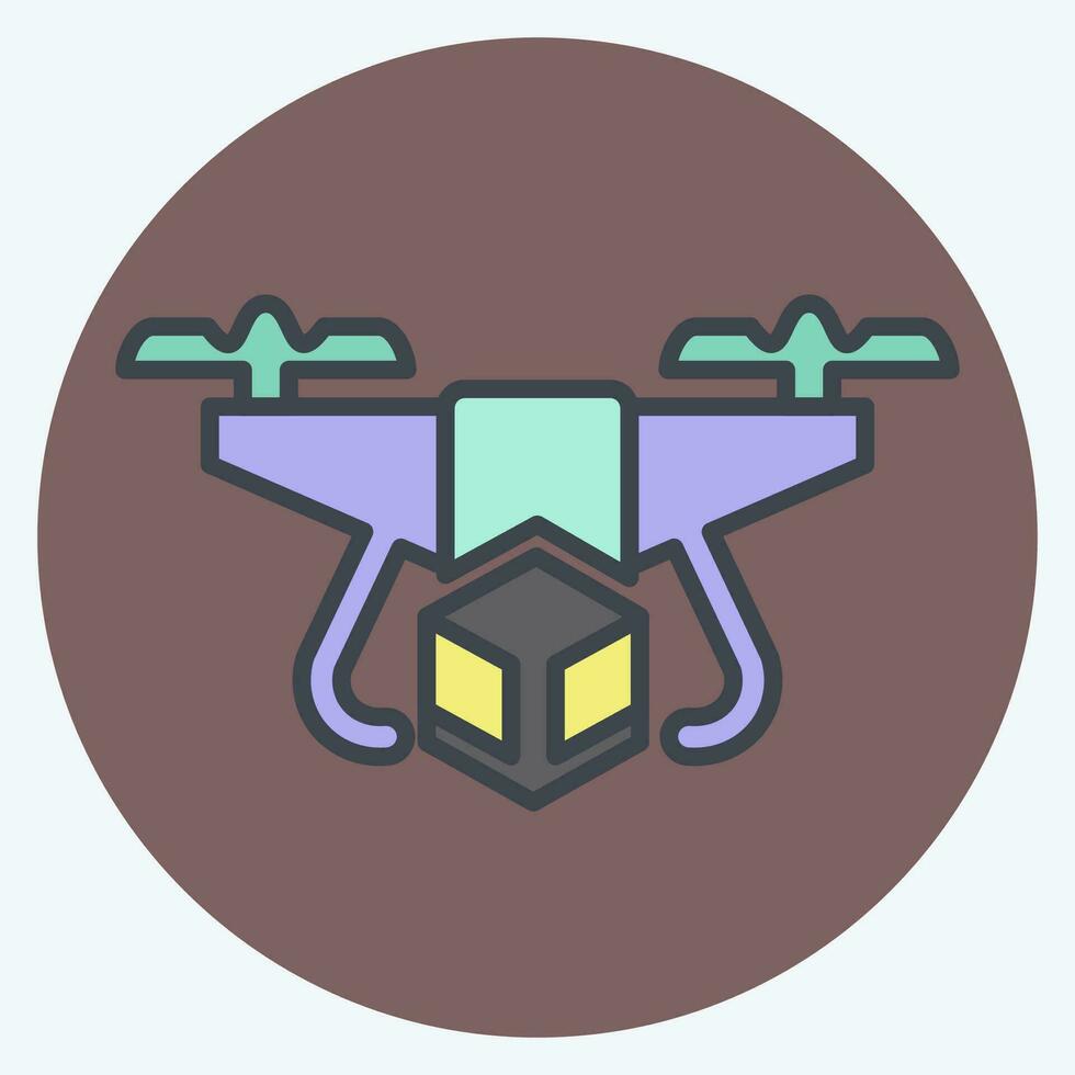 Icon Delivery Drone. related to Drone symbol. color mate style. simple design editable. simple illustration vector