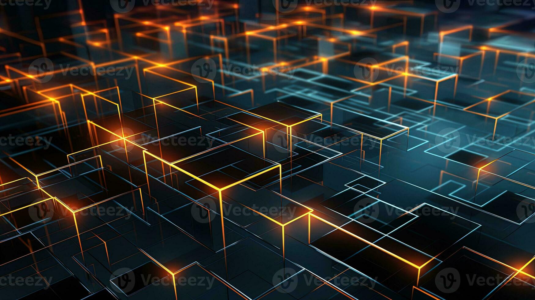 Technology background with light and geometry elements, generated by AI photo
