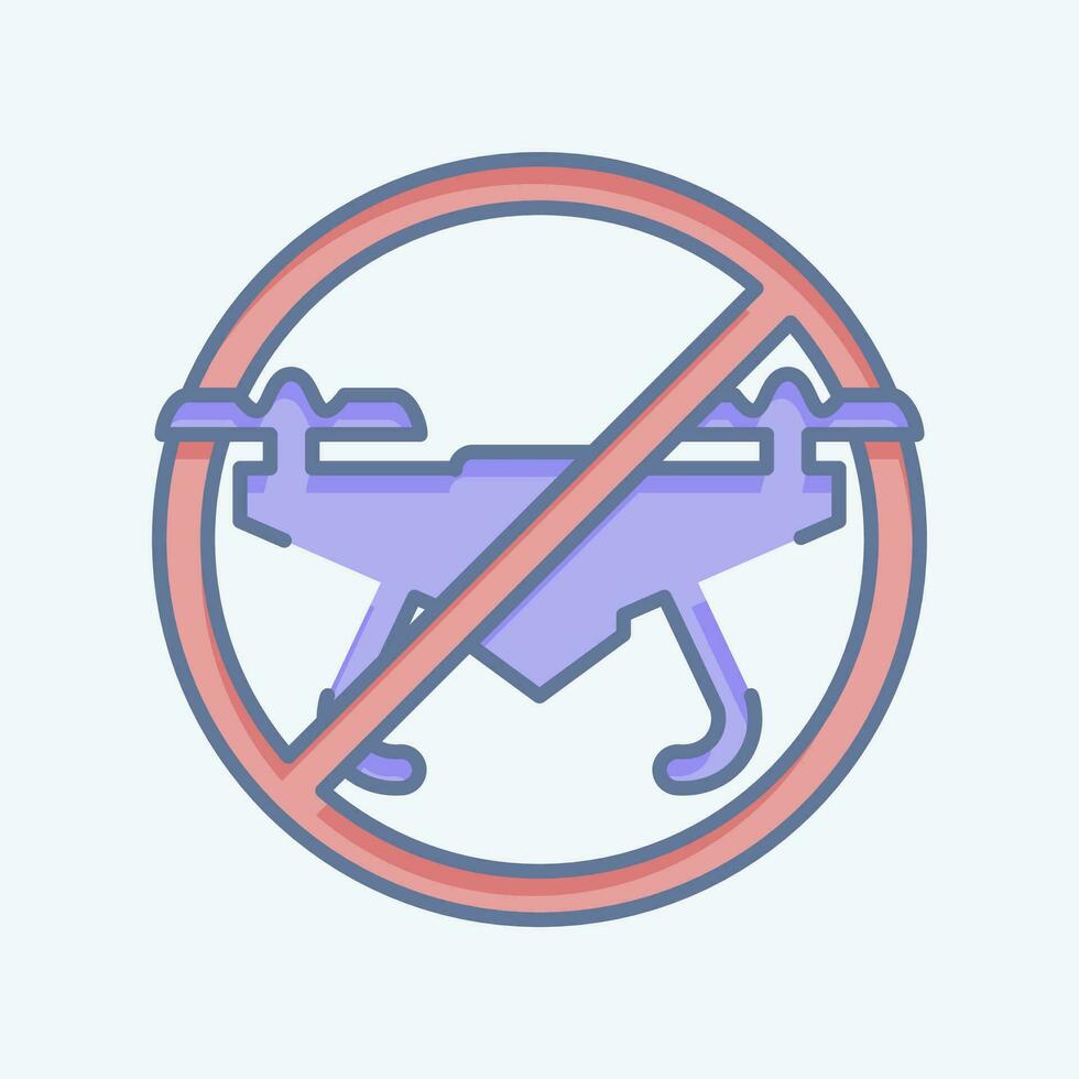 Icon No Drone Zone. related to Drone symbol. doodle style. simple design editable. simple illustration vector