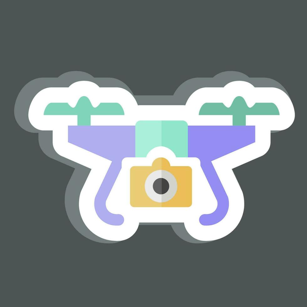Sticker Drone with Camera. related to Drone symbol. simple design editable. simple illustration vector