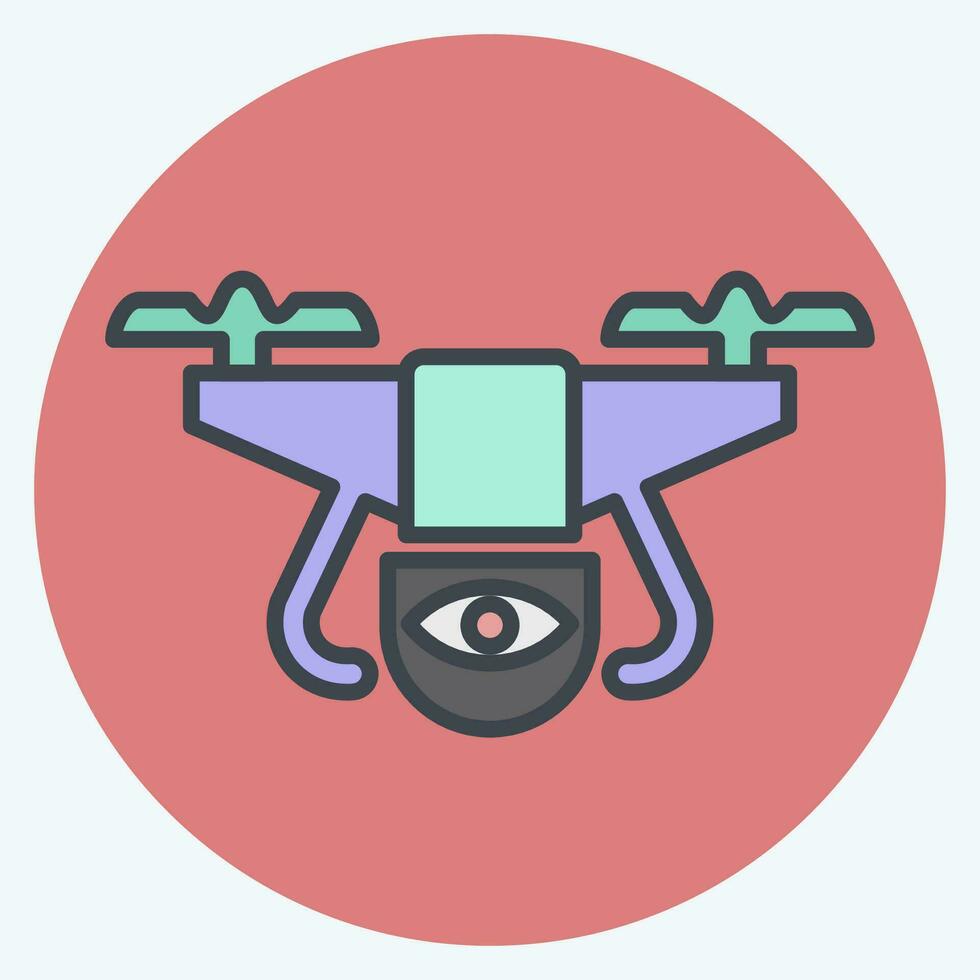 Icon Surveillance Drone. related to Drone symbol. color mate style. simple design editable. simple illustration vector
