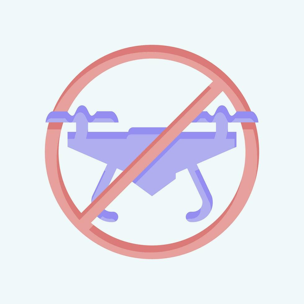 Icon No Drone Zone. related to Drone symbol. flat style. simple design editable. simple illustration vector