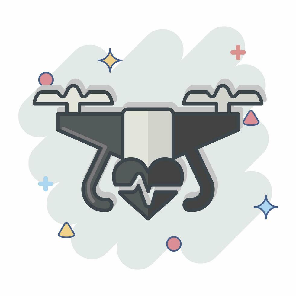 Icon Medical Drone. related to Drone symbol. comic style. simple design editable. simple illustration vector