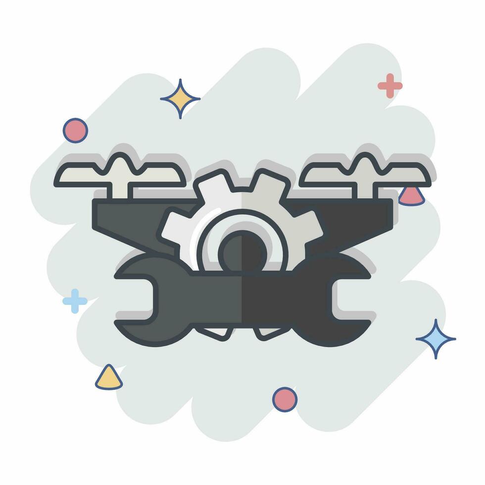Icon Maintenance and Repair. related to Drone symbol. comic style. simple design editable. simple illustration vector