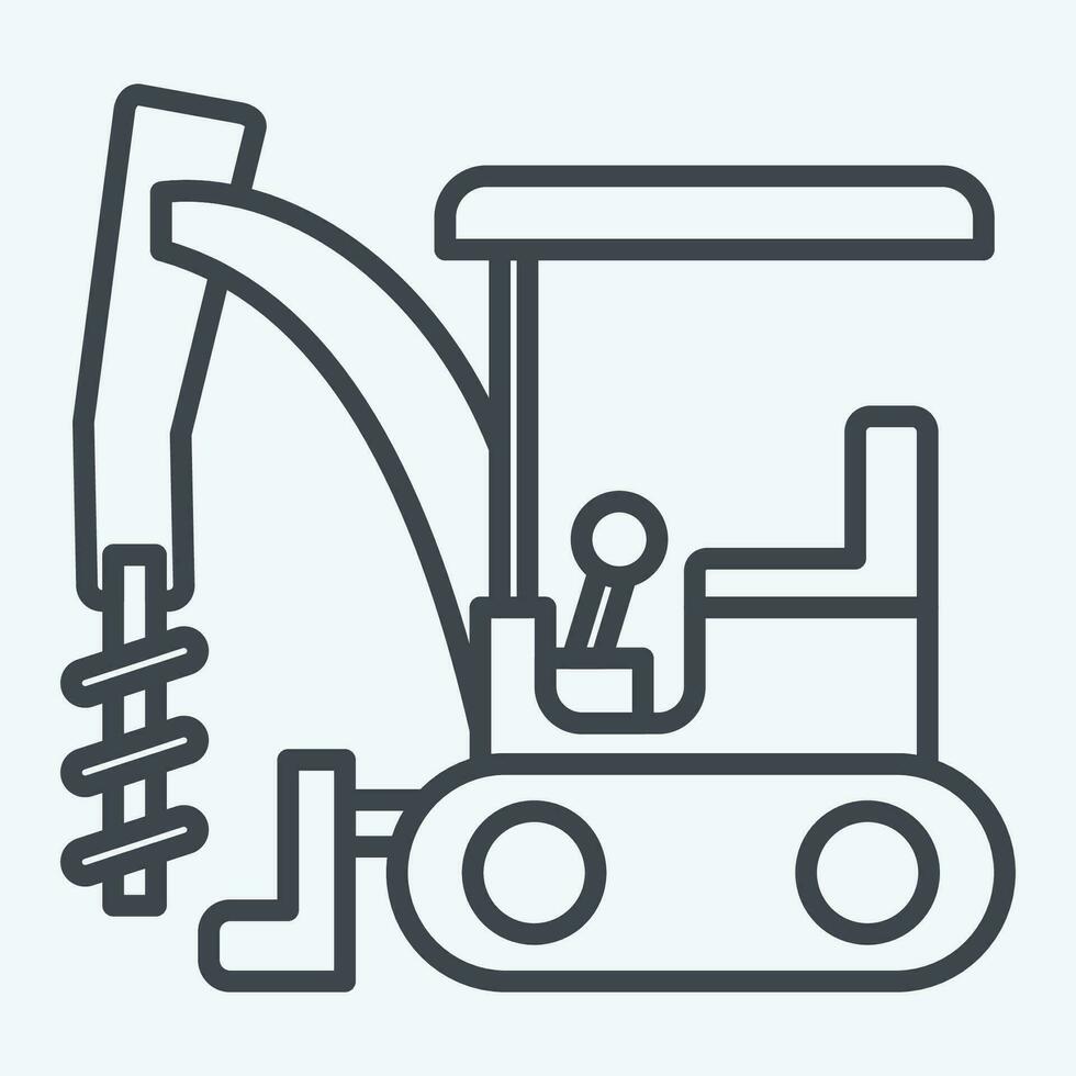 Icon Excavator Auger Drive. related to Construction Vehicles symbol. line style. simple design editable. simple illustration vector