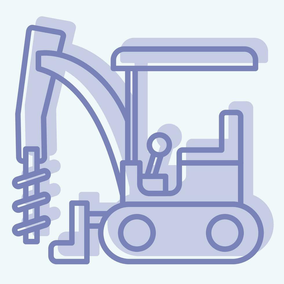 Icon Excavator Auger Drive. related to Construction Vehicles symbol. two tone style. simple design editable. simple illustration vector