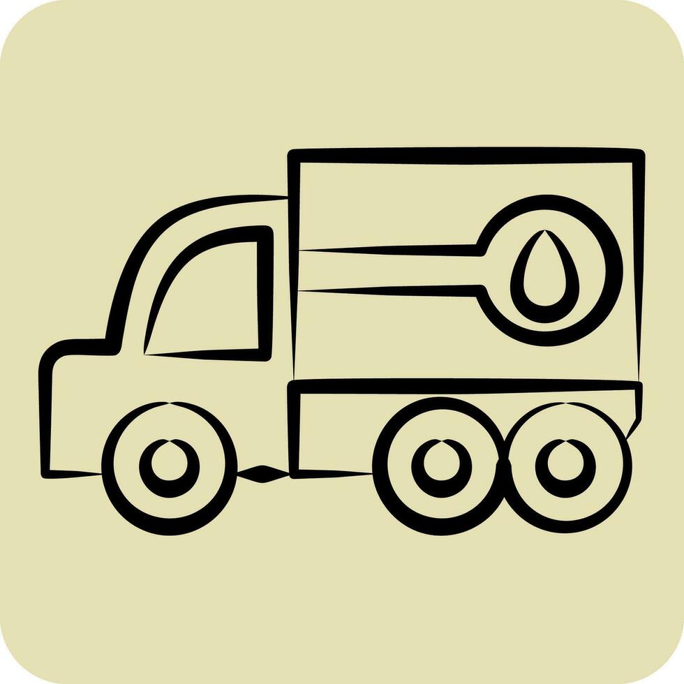 Icon Fuel Truck. related to Construction Vehicles symbol. hand drawn style. simple design editable. simple illustration vector
