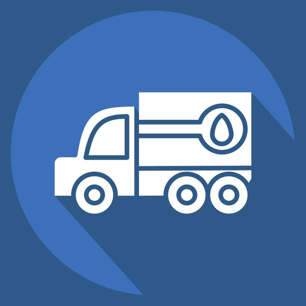 Icon Fuel Truck. related to Construction Vehicles symbol. long shadow style. simple design editable. simple illustration vector