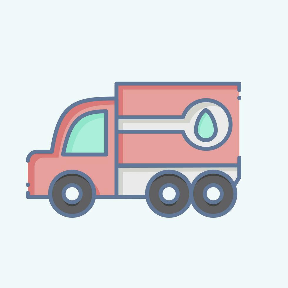 Icon Fuel Truck. related to Construction Vehicles symbol. doodle style. simple design editable. simple illustration vector