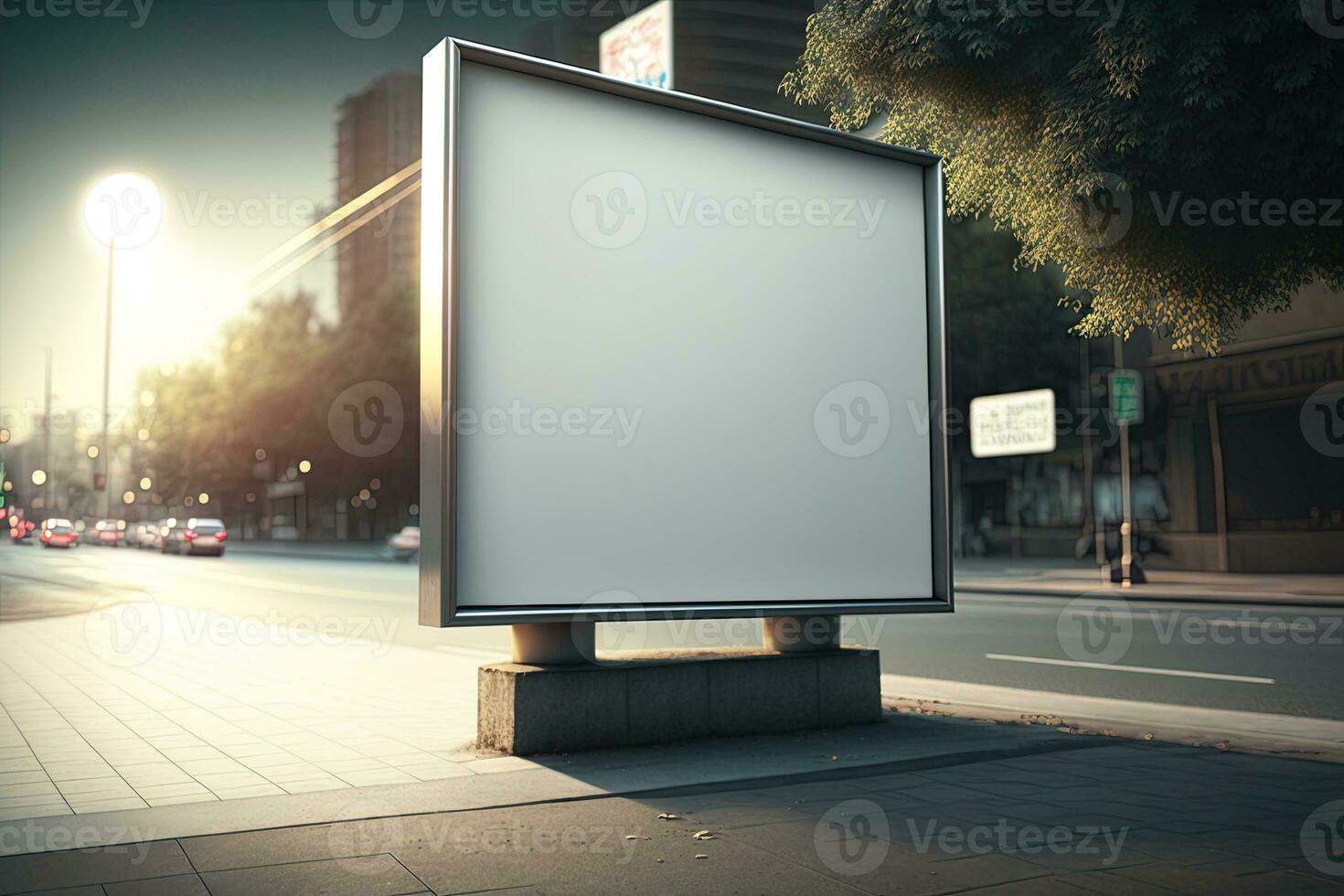 mockup blank white billboard on the street generated by ai photo