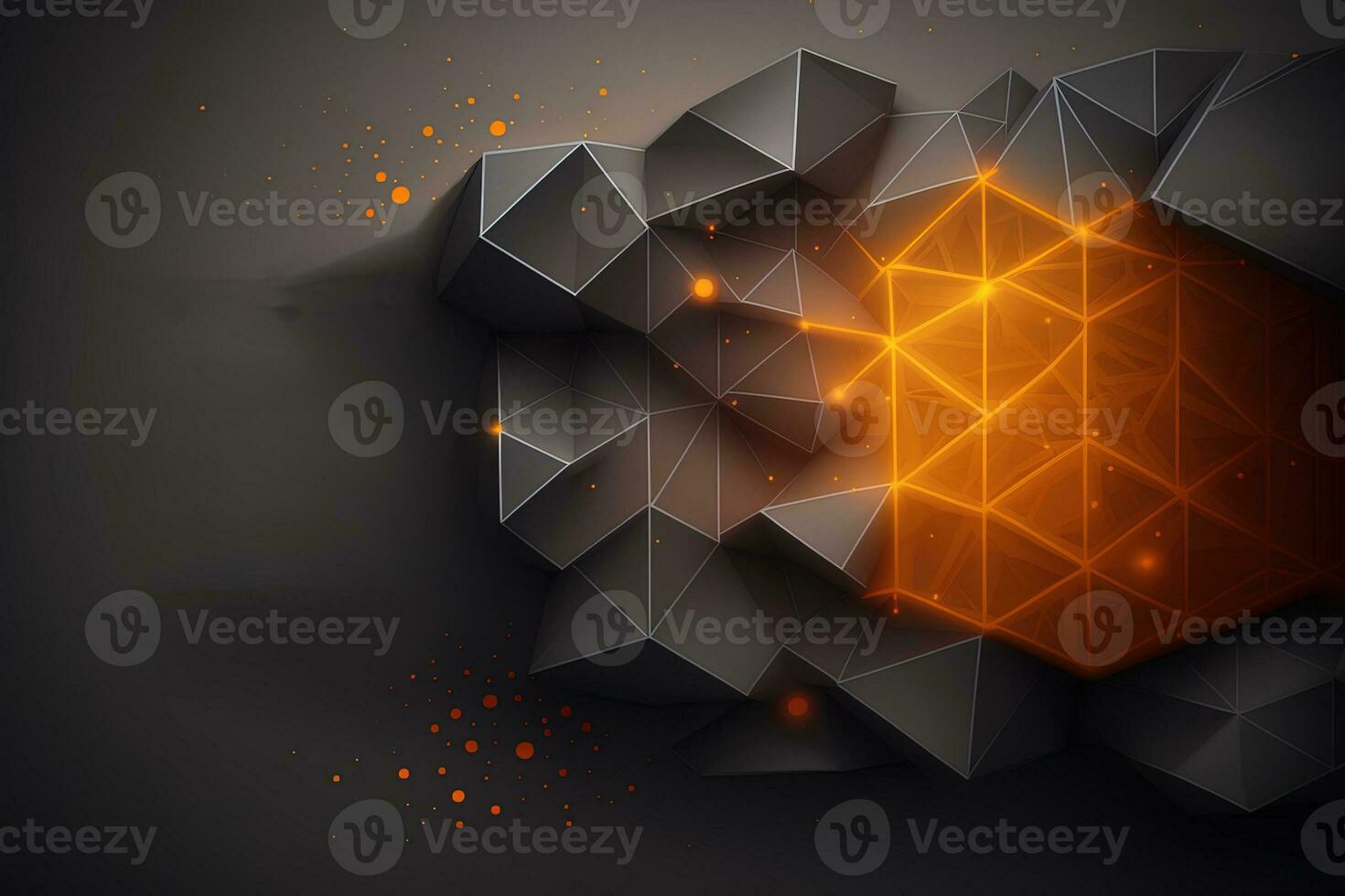 Polygon cyber background with space, generated by AI photo