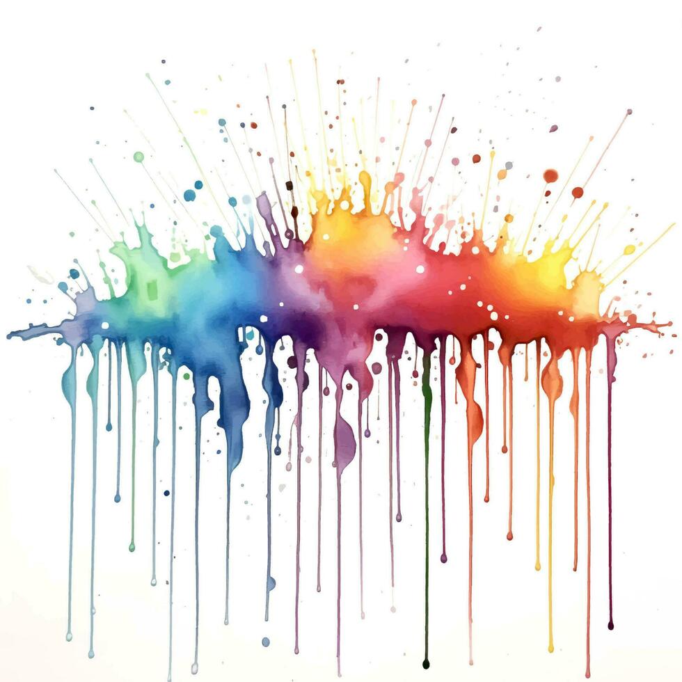 abstract background with dripping paint splats in rainbow colours vector
